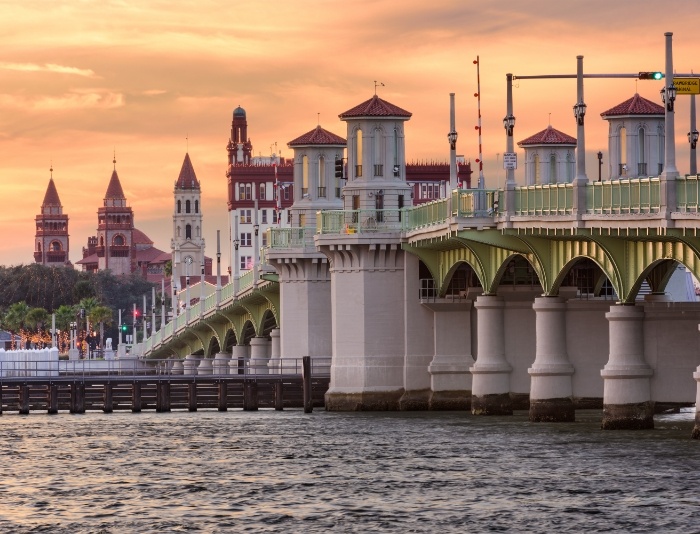 Bridge and river in middle of town
