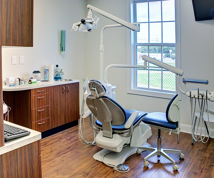 Dental chair in treatment area in St Augustine dental office